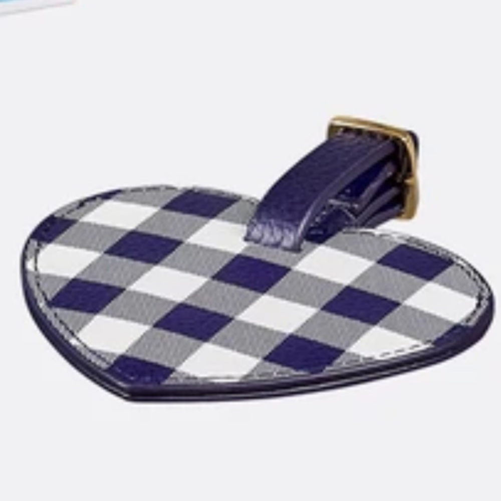 Draper James Luggage Tags Set of 2 Navy Blue Gingham DJ Light Blue NWT - Picture 4 of 7